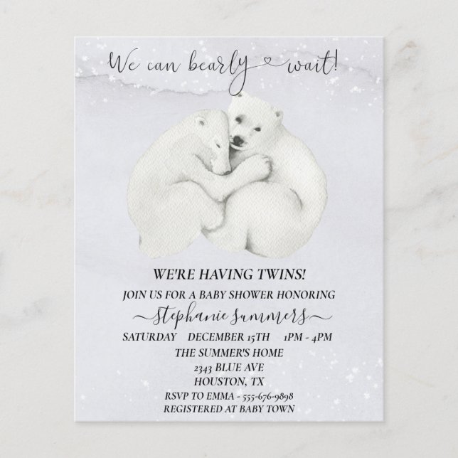 Lámina Baby Shower Polar Bear Cubs Wints (Anverso)