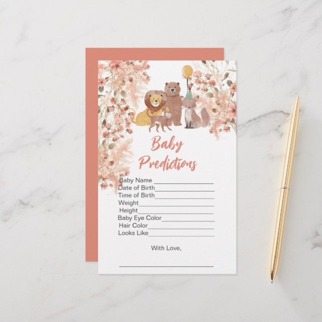 Lámina Baby Shower Predicción Boho Safari Pampas Grass (Anverso/Reverso In Situ)