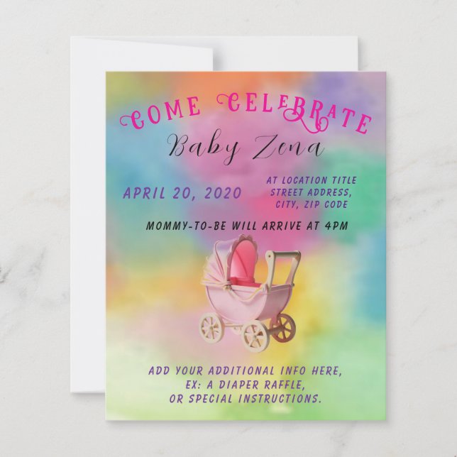 Lámina Baby Shower Princesa de tye (Anverso)