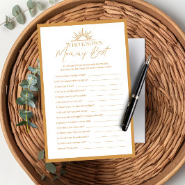 Lámina Baby Shower que conoce a mamá mejor juego Sunshine