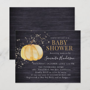 Lámina Baby Shower que ensucia la calabaza de madera rúst