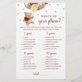 Lámina Baby Shower Qué hay en tu juego de teléfonos Teddy