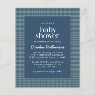 Lámina Baby Shower Retro Blue Retro Glen Plaid