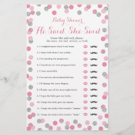Lámina Baby Shower rosa y plateado dijo que dijo que era 