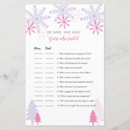 Lámina Baby Shower Snowflake Adivina quién dijo el juego