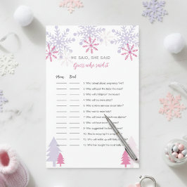 Lámina Baby Shower Snowflake Adivina quién dijo el juego