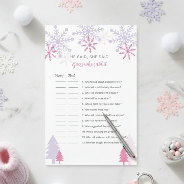 Lámina Baby Shower Snowflake Adivina quién dijo el juego (Subido por el creador)