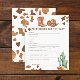 Lámina Baby shower vaquero - predicciones y consejos para