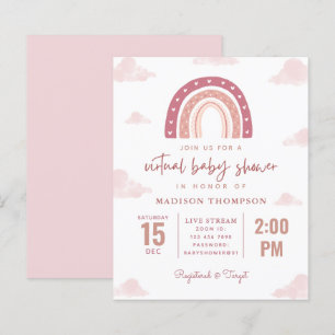 Lámina Baby Shower virtual del arcoiris rosa pastel presu