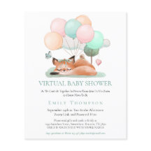Baby Shower virtual Verde azulado de sueño de Fox 