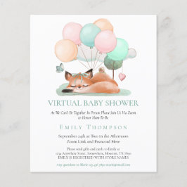 Lámina Baby Shower virtual Verde azulado de sueño de Fox 