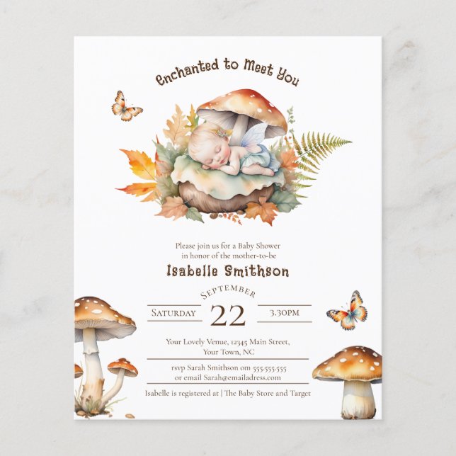 Lámina Baby Shower Woodland de Caída de Hadas Encantadas  (Anverso)