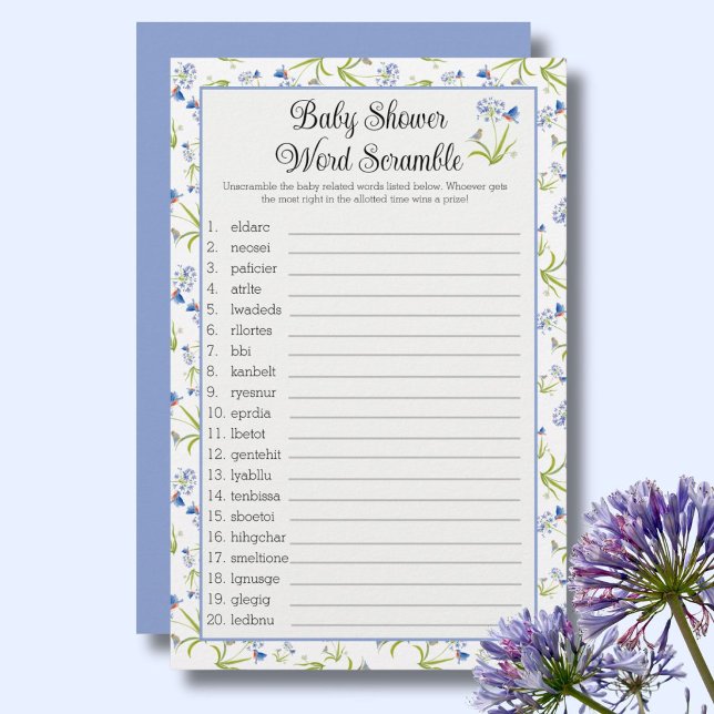 Lámina Baby Shower Word Scramble  Lily with Bluebird (Subido por el creador)