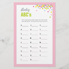 Lámina Baby Sprinkle / Baby Shower ABC Game - Pink