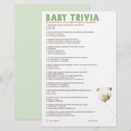 Lámina Baby Trivia Baby Shower Game