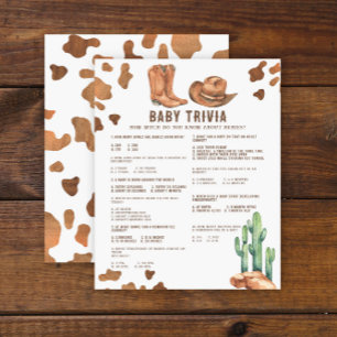 Lámina Baby Trivia Watercolor Cowboy Baby Shower