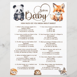 Lámina Baby Trivia Woodland Animals Juego de Baby Shower