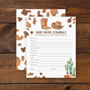 Lámina Baby Word Scramble Cowboy Baby Shower
