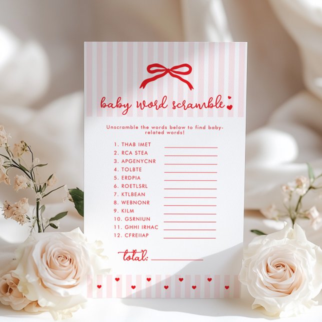 Lámina Baby Word Scramble Red Bow Coquette game (Subido por el creador)