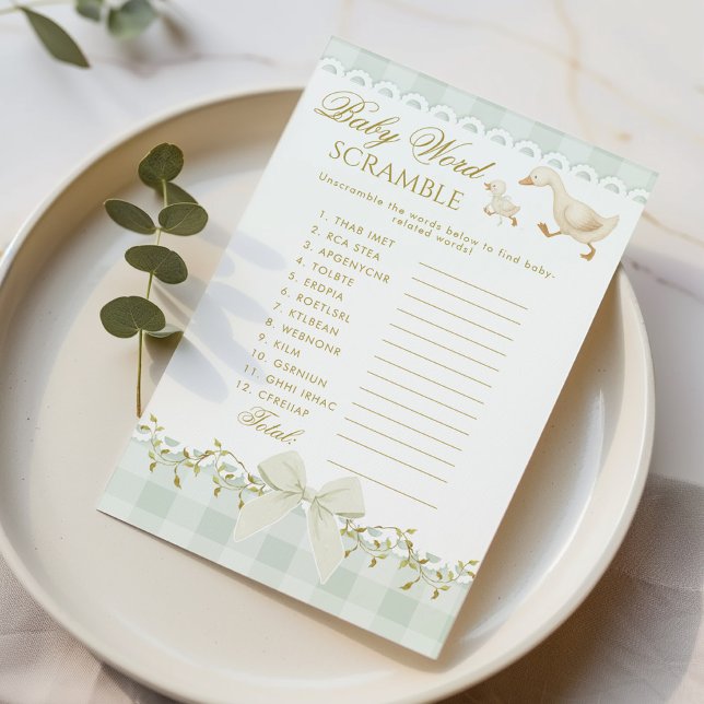 Lámina Baby Word Scramble Silly Goose Sage Baby Shower (Subido por el creador)