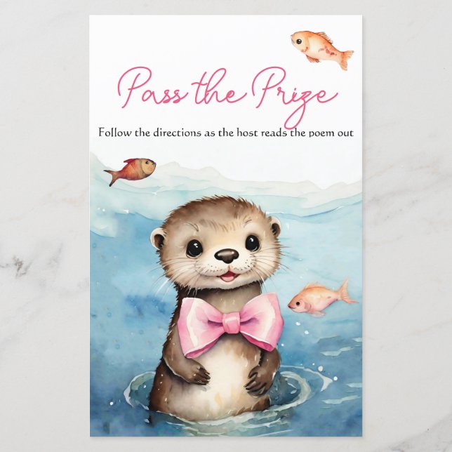 Lámina BabyOtter Baby Shower pasa el juego del premio (Reverso)