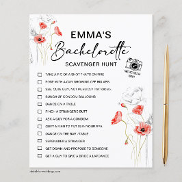 Lámina Bachelorette Scavenger Caza Flores Rojas