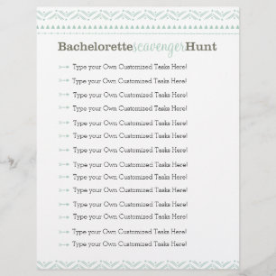 Lámina Bachelorette Scavenger Hunt Game Blue Tribal