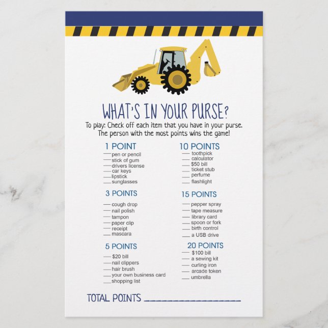 Lámina Backhoe de construcción ¿Qué hay en tu juego de bo (Anverso)