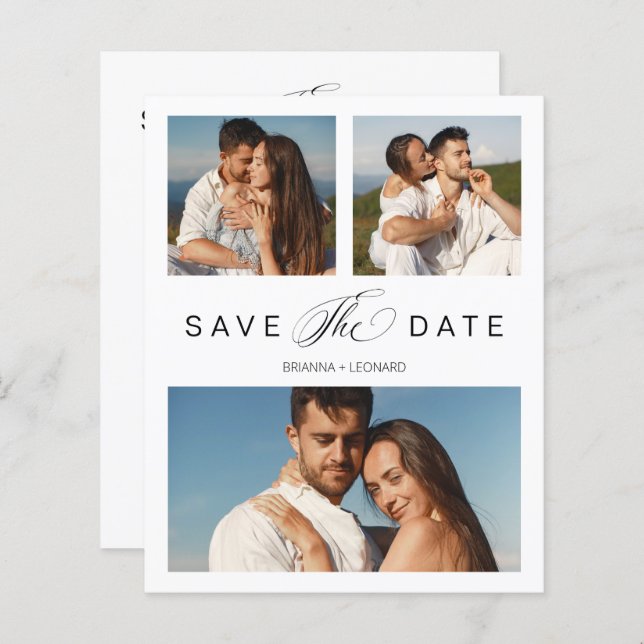 Lámina Bajo Costo 3 Fotos Pareja Simple Guión Elegante (Anverso / Reverso)