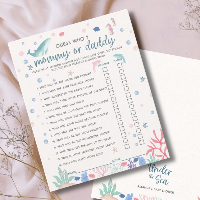 Lámina Bajo el agua, mami o papi en Baby Shower Games (Subido por el creador)
