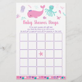 Lámina Bajo el juego de bingo de Baby Shower Pink Purple