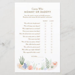 Lámina Bajo el mar Baby Shower adivina quién es mamá o pa