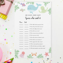 Bajo el mar Baby Shower Adivina quién lo dijo Jueg