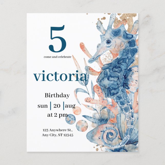 Lámina Bajo el mar Blue Beach Whale babyShower (Anverso)