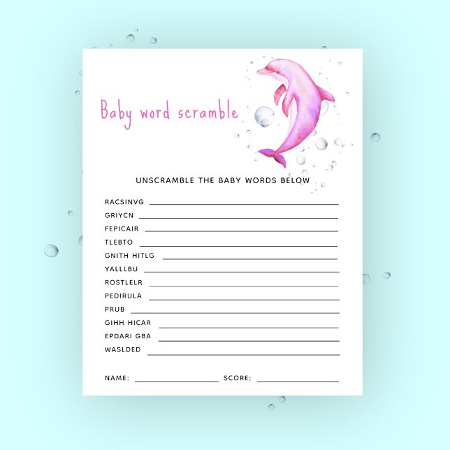 Lámina Bajo el mar, ducha de bebé - Baby Word Scramble (Subido por el creador)