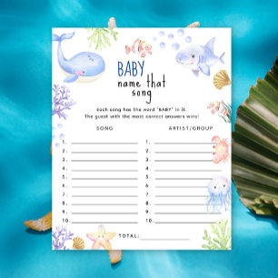 Lámina Bajo el mar Nombre esa canción juego de la ducha b