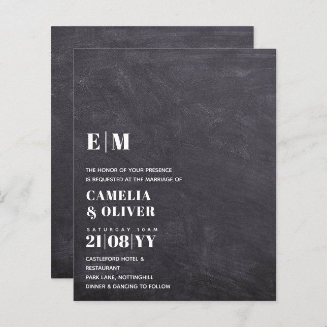 Lámina BAJO PRESUPUESTO Boda de texto negrita moderno tod (Anverso / Reverso)