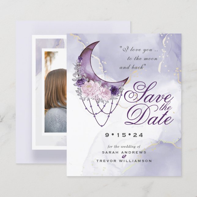 Lámina Bajo presupuesto Crescent Moon Photo Save the Date (Anverso / Reverso)