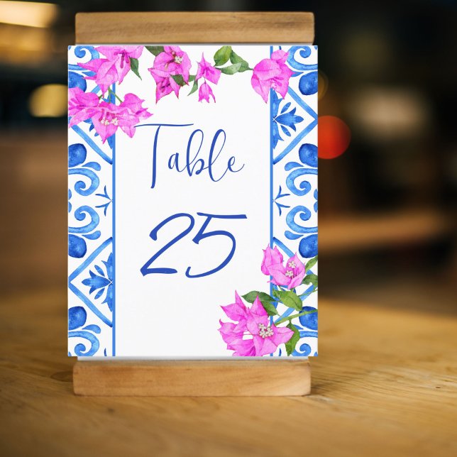 Lámina Baldosas azules Bougainvillea números de mesa ital (Subido por el creador)