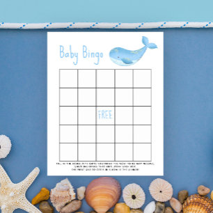 Lámina Ballena azul acuarela - Juego de bingo para baby s