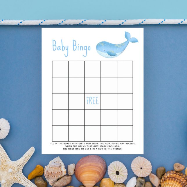 Lámina Ballena azul acuarela - Juego de bingo para ducha  (Subido por el creador)
