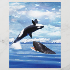 Lámina Ballenas soñadoras en diversión y juego