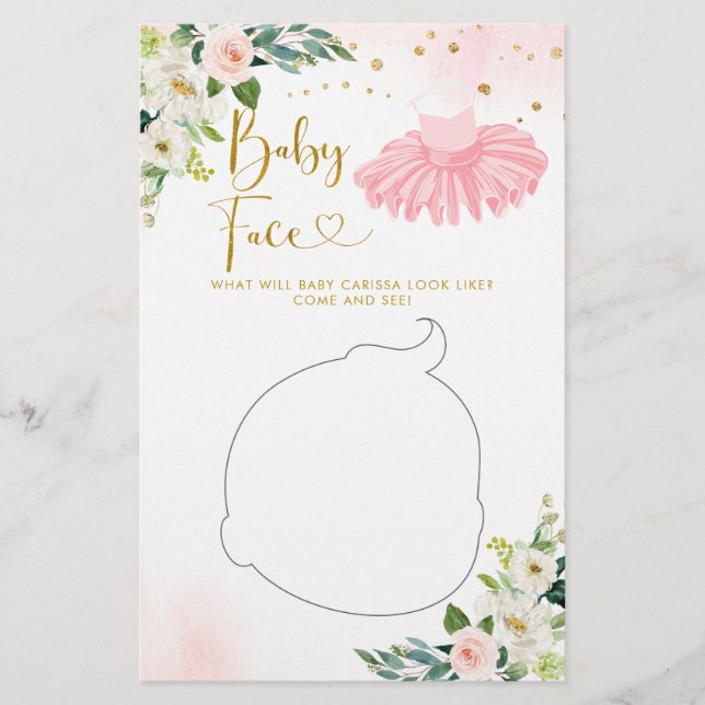 Lámina Ballerina Tutu Baby Shower Baby Face Game (Anverso)