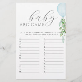 Lámina Balón azul Baby Shower Game ABC