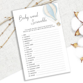 Lámina Balón azul de aire caliente Baby Shower Word Scram