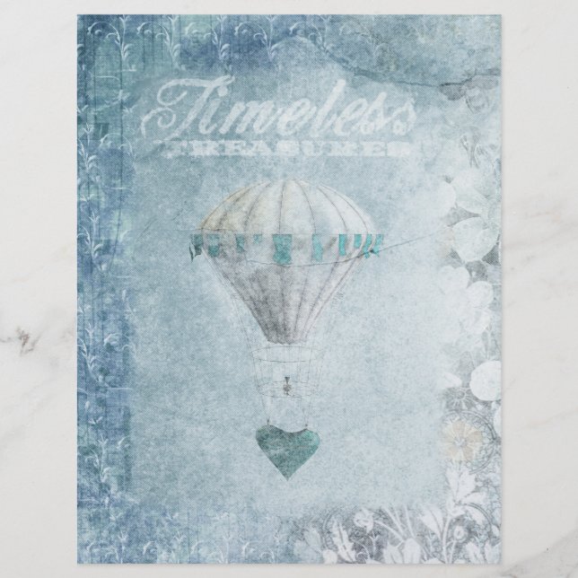 Lámina Balón azul y blanco: Shabby Scrapbook Paper (Anverso)