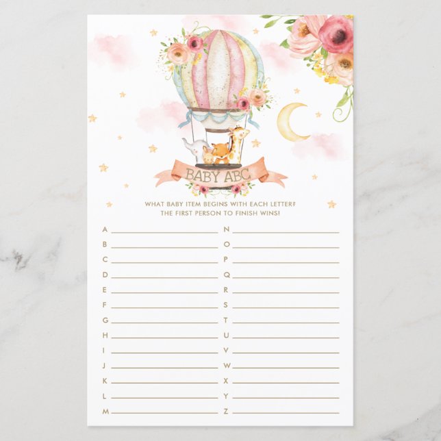 Lámina Balón de aire caliente Animales Baby ABC Juego de  (Anverso)