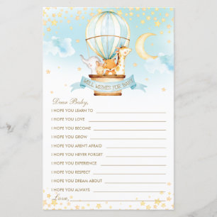 Lámina Balón de aire caliente Animales que desean una tar