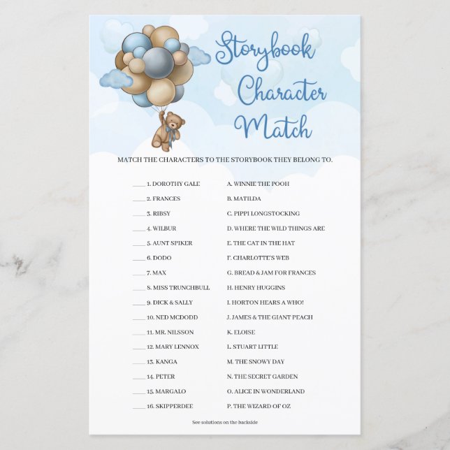 Lámina Balón de oso de peluche lindo Coincidencia de cara (Anverso)