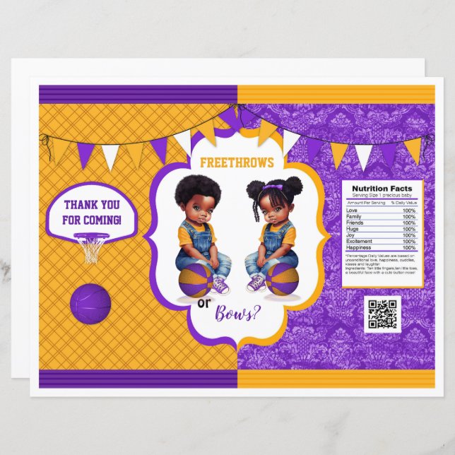 Lámina Baloncesto Género Revelación Bolsa de Chip Púrpura (Anverso / Reverso)